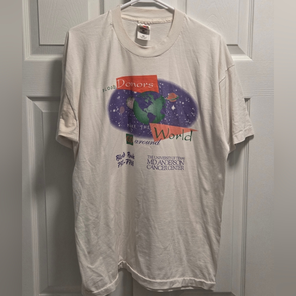 (5/$25) Vntage Fruit of the Loom Blood Donors University of Texas Graphic Tee XL